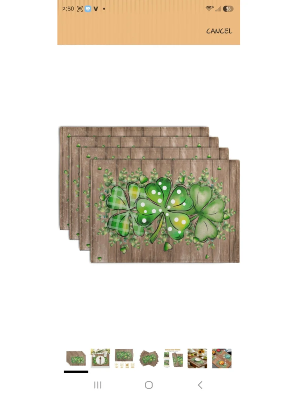 Shamrock St. Patrick's Day Placemats Set of 4, One Size, Brown and Green